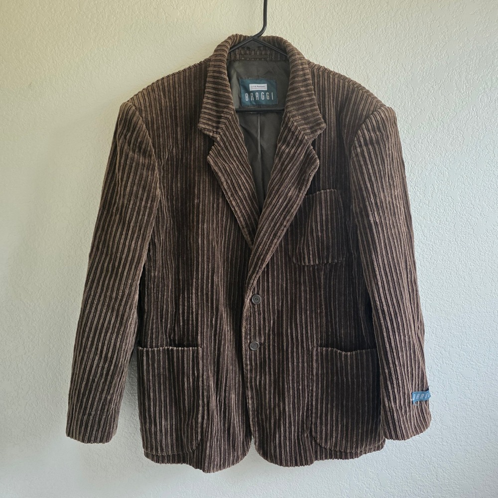 Louis Raphael Braggi Mens Brown Wide Wale Corduroy Blazer Sport Coat 41R